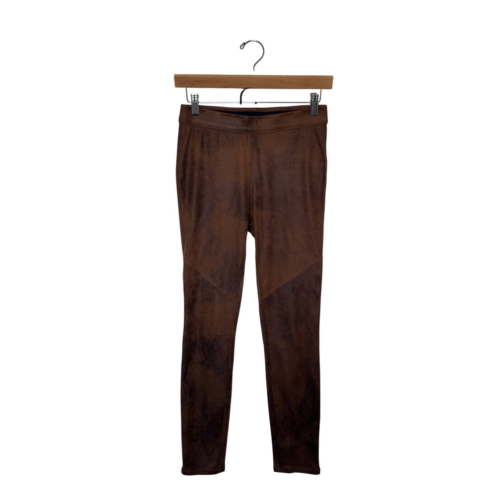 Free People Womens Small Brown Faux Suede Vegan Leggings Edgy Grunge Luxe Casual